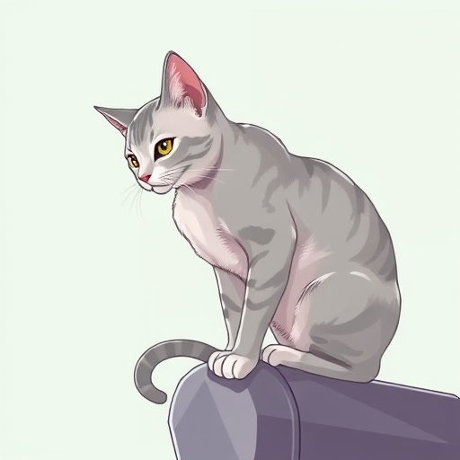 A cat on the riverbank looks into the distance